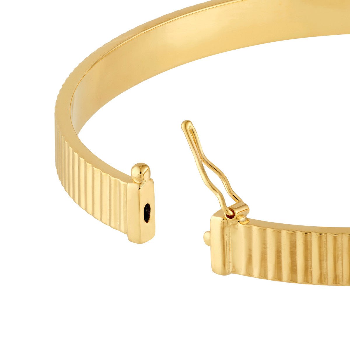 Birmingham Jewelry - 14K Yellow Gold D/C Ridged Rectangle Tube Bangle Bracelet - Birmingham Jewelry