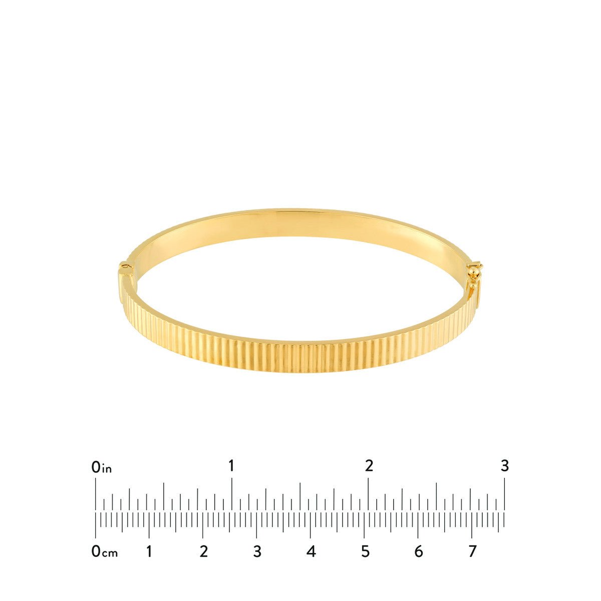 Birmingham Jewelry - 14K Yellow Gold D/C Ridged Rectangle Tube Bangle Bracelet - Birmingham Jewelry