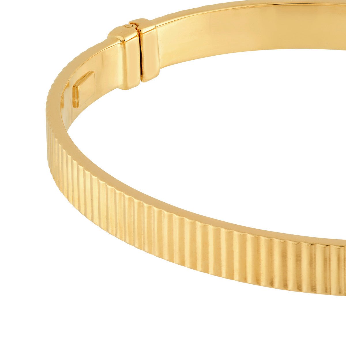 Birmingham Jewelry - 14K Yellow Gold D/C Ridged Rectangle Tube Bangle Bracelet - Birmingham Jewelry