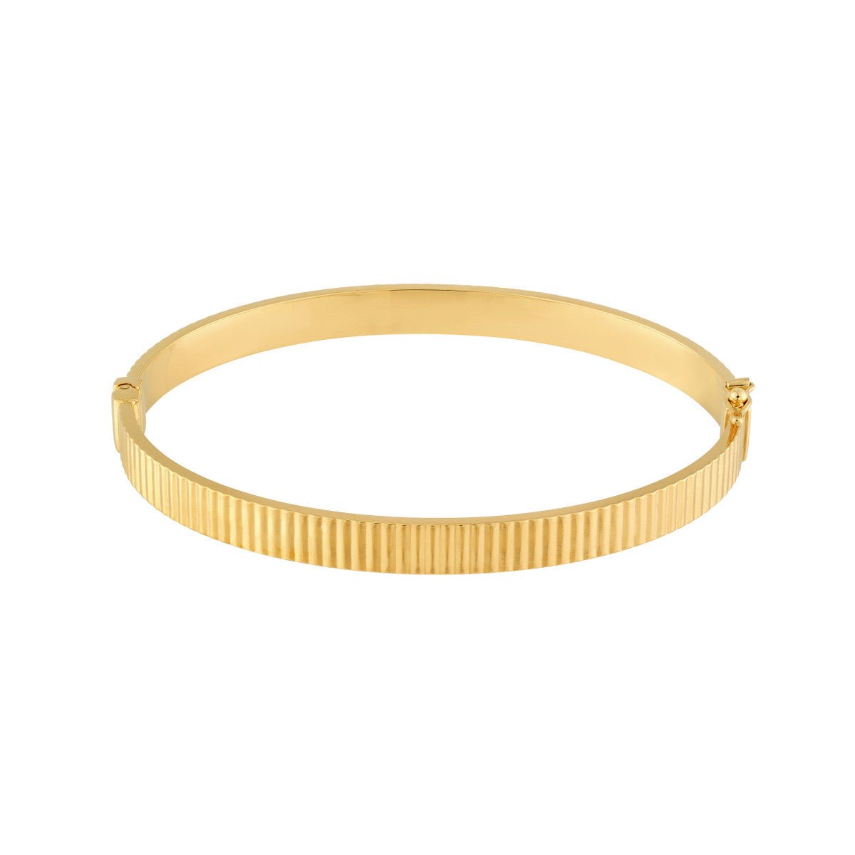 Birmingham Jewelry - 14K Yellow Gold D/C Ridged Rectangle Tube Bangle Bracelet - Birmingham Jewelry