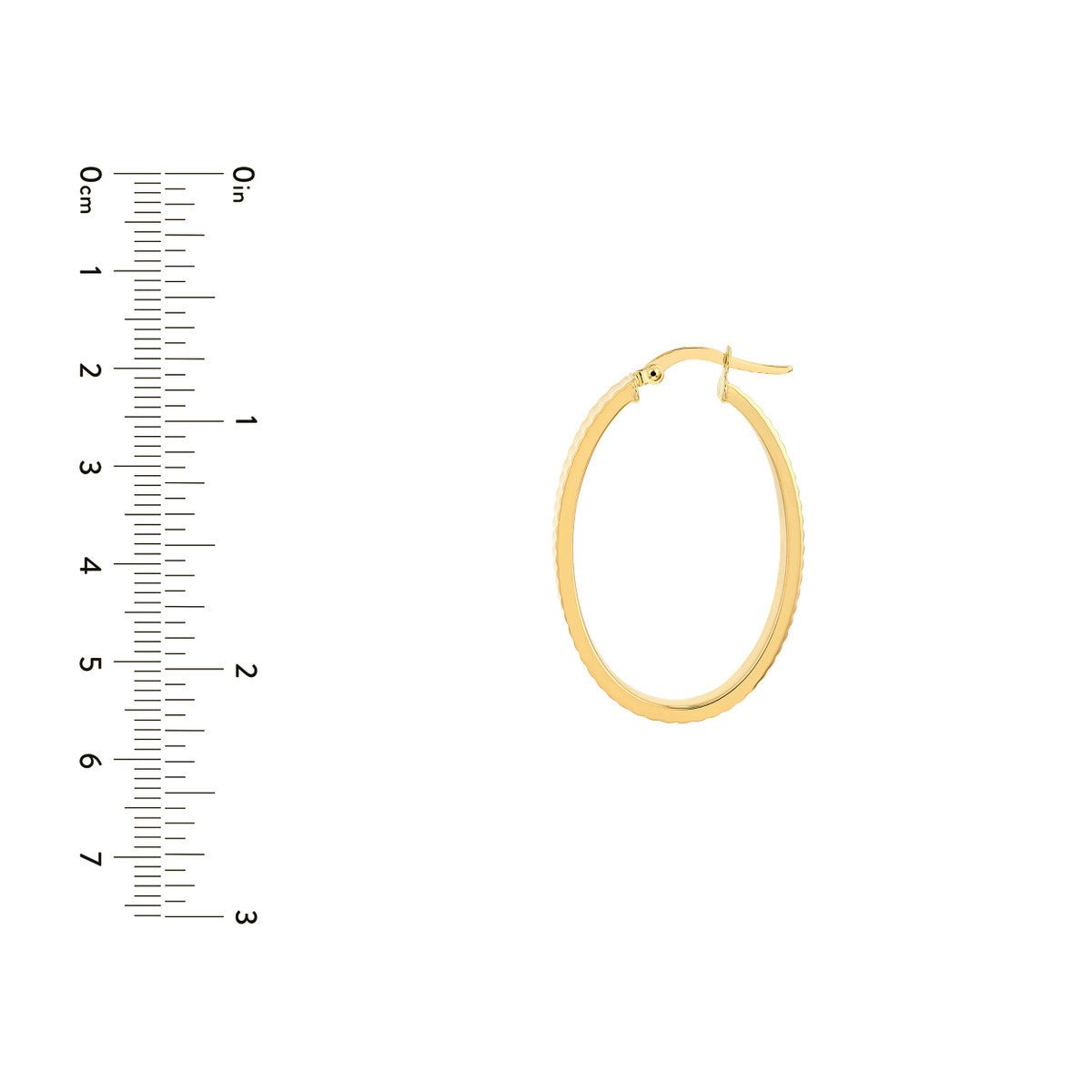 Birmingham Jewelry - 14K Yellow Gold D/C Ridged Rectangle Tube Hoop Earrings - Birmingham Jewelry