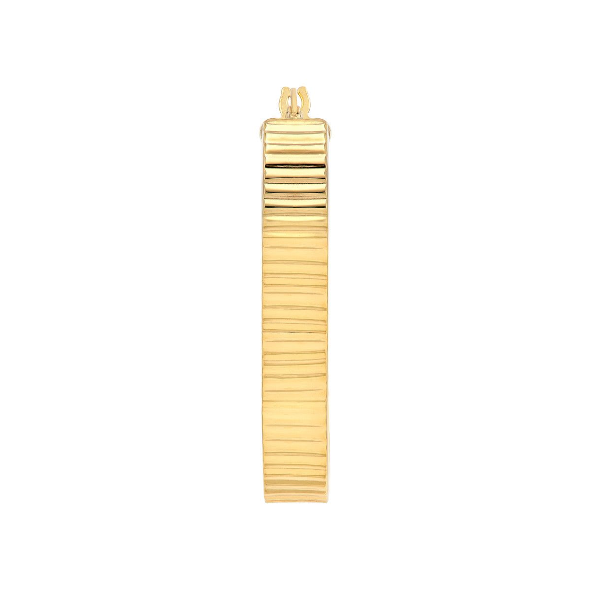 Birmingham Jewelry - 14K Yellow Gold D/C Ridged Rectangle Tube Hoop Earrings - Birmingham Jewelry