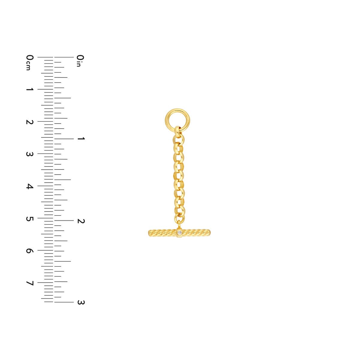 Birmingham Jewelry - 14K Yellow Gold Diamond Bar On Rolo Chain Charm - Birmingham Jewelry