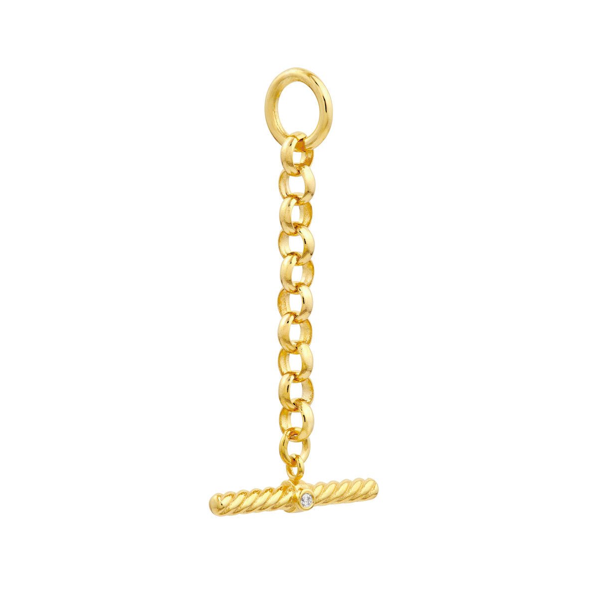Birmingham Jewelry - 14K Yellow Gold Diamond Bar On Rolo Chain Charm - Birmingham Jewelry