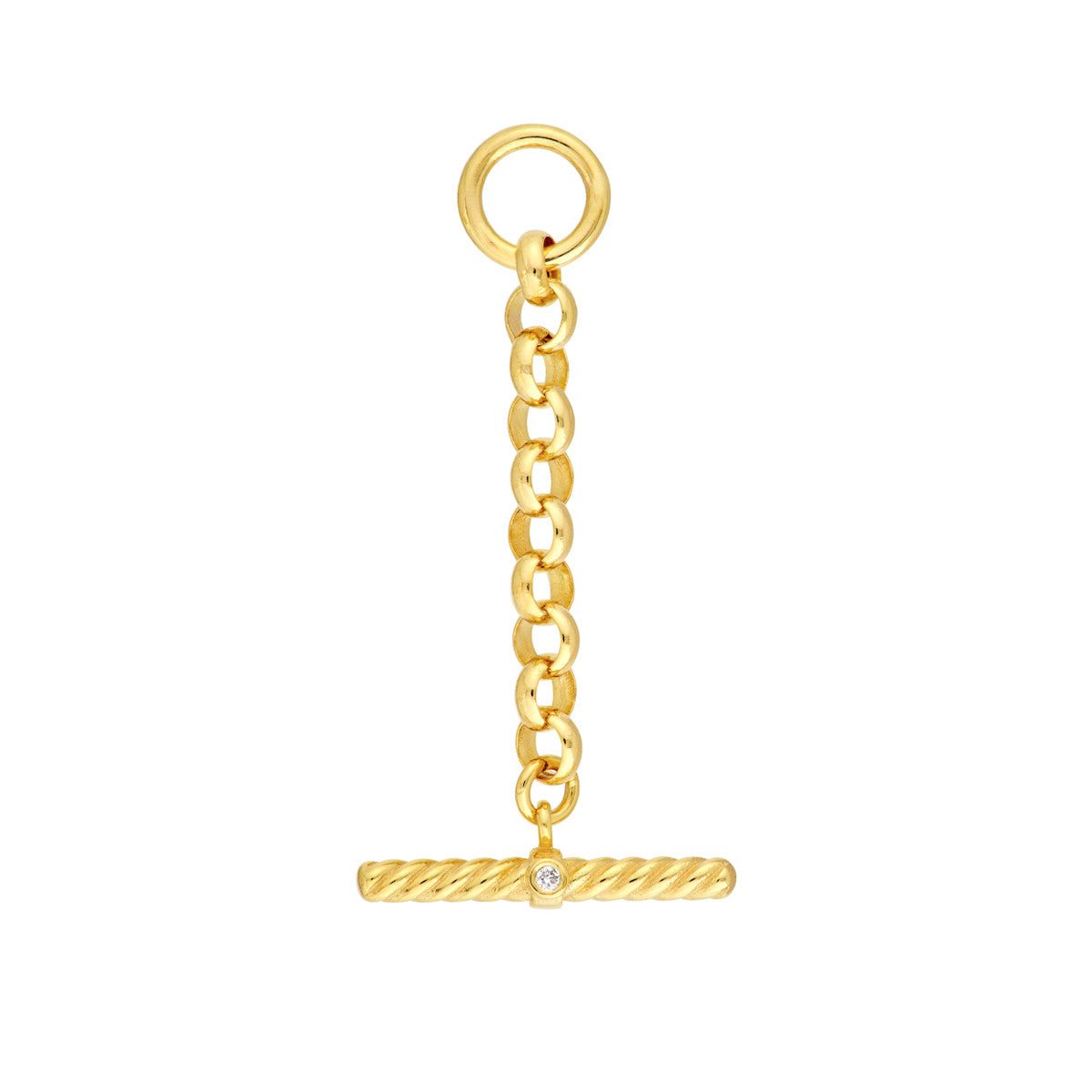 Birmingham Jewelry - 14K Yellow Gold Diamond Bar On Rolo Chain Charm - Birmingham Jewelry