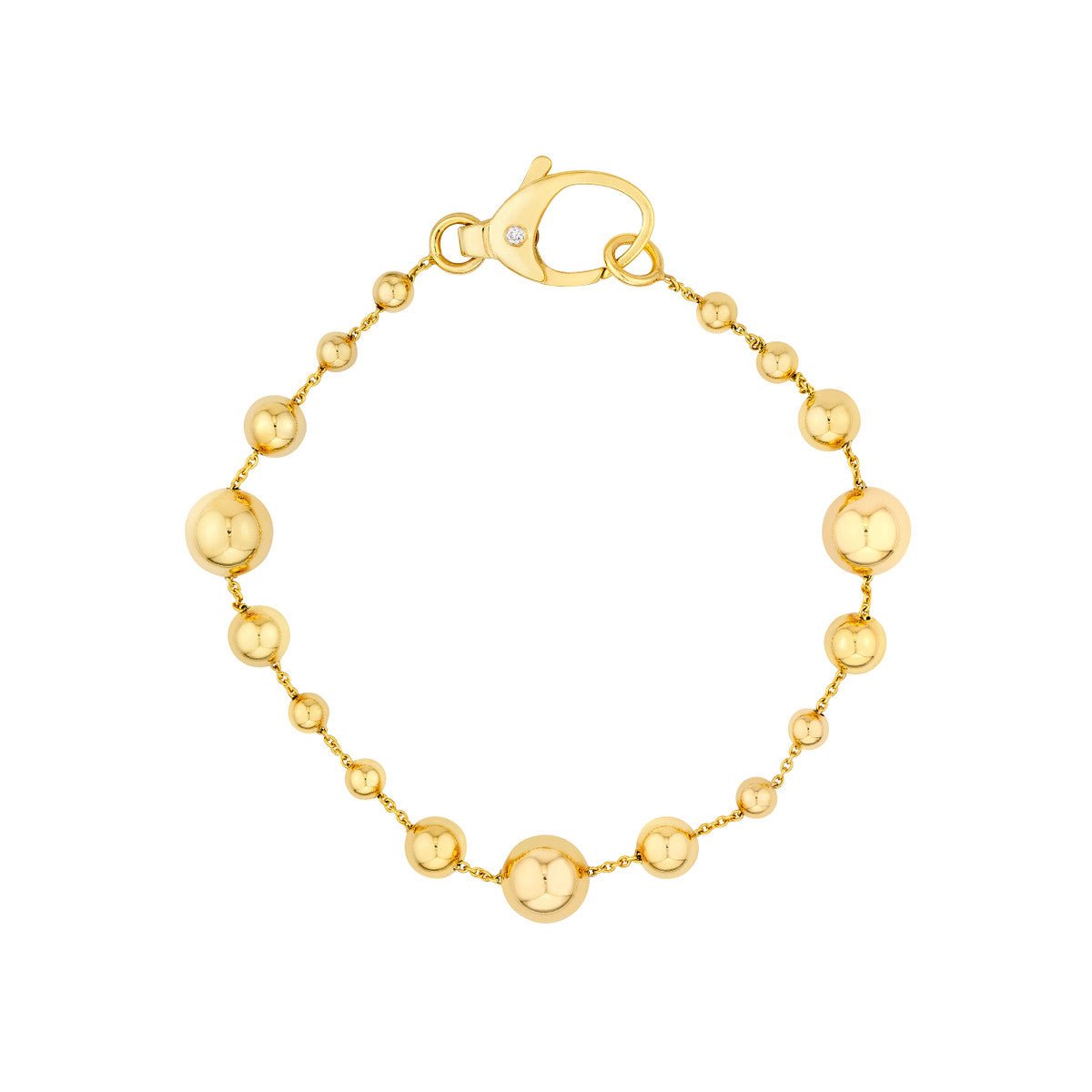 Birmingham Jewelry - 14K Yellow Gold Diamond Bead Station Bracelet - Birmingham Jewelry