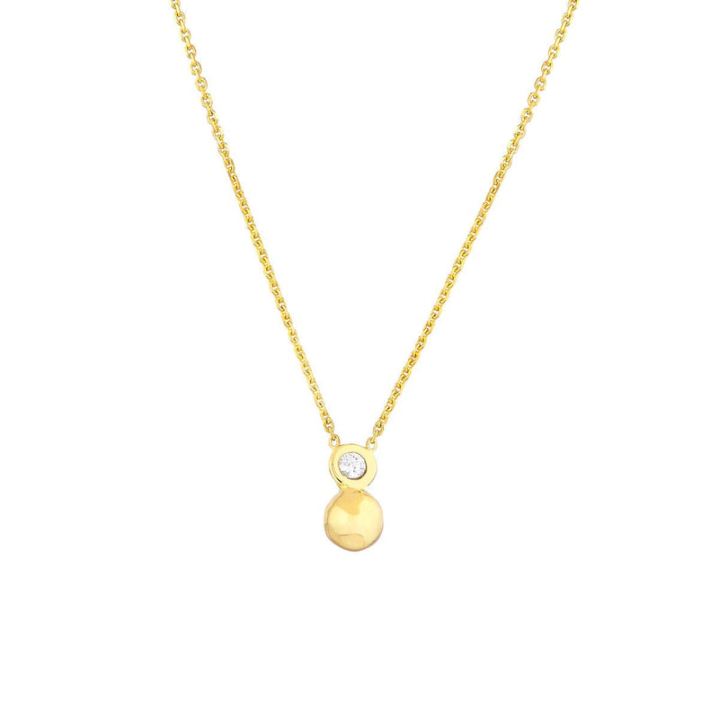 Birmingham Jewelry - 14K Yellow Gold Diamond Bezel Bead Necklace - Birmingham Jewelry