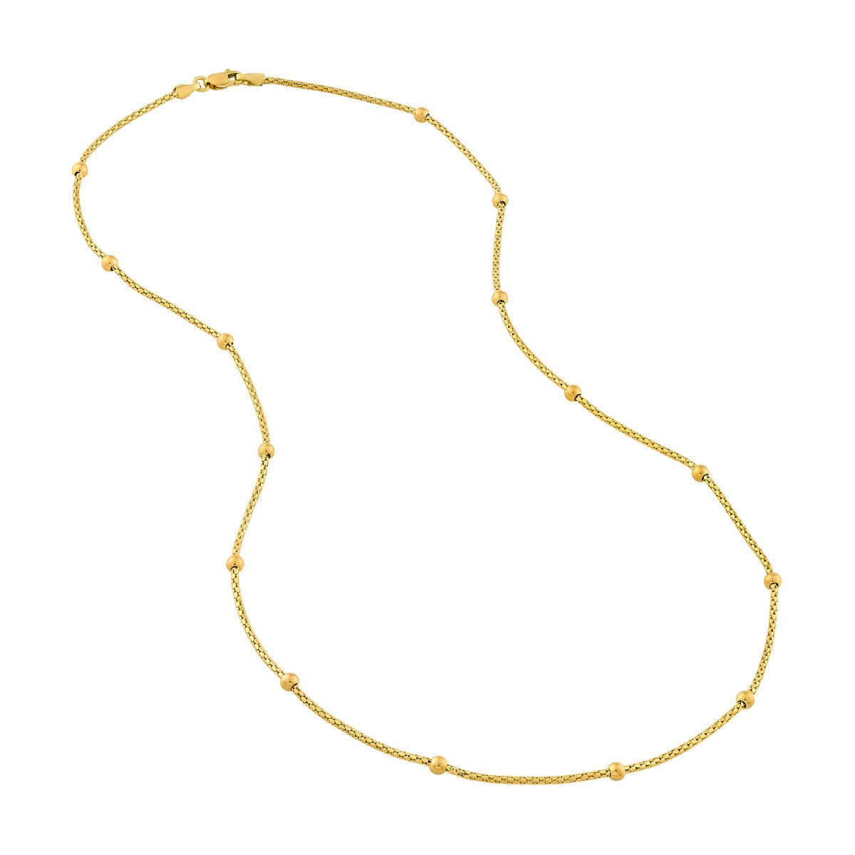 Birmingham Jewelry - 14K Yellow Gold Diamond Cut Beaded Popcorn Chain - Birmingham Jewelry