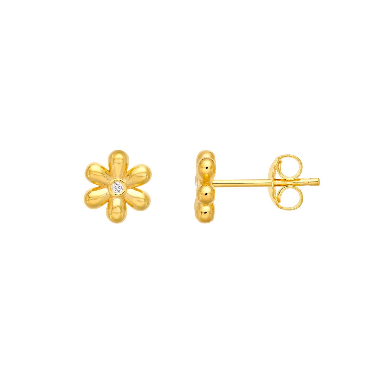 Birmingham Jewelry - 14K Yellow Gold Diamond Flower Stud Earrings - Birmingham Jewelry