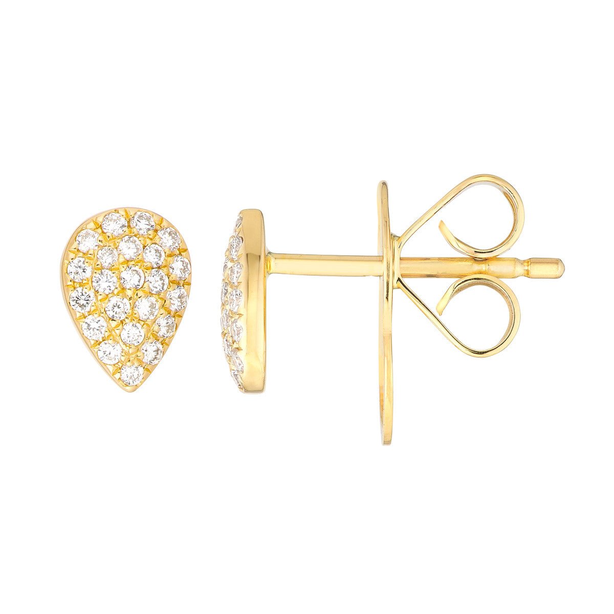 Birmingham Jewelry - 14K Yellow Gold Diamond Pave Pear Stud Earrings (1/8tcw) - Birmingham Jewelry