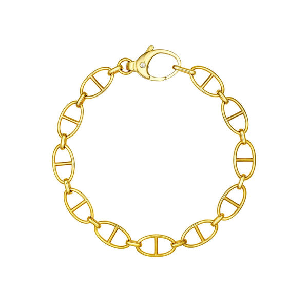 Birmingham Jewelry - 14K Yellow Gold Diamond Pear Lock Oval Link Bracelet - Birmingham Jewelry