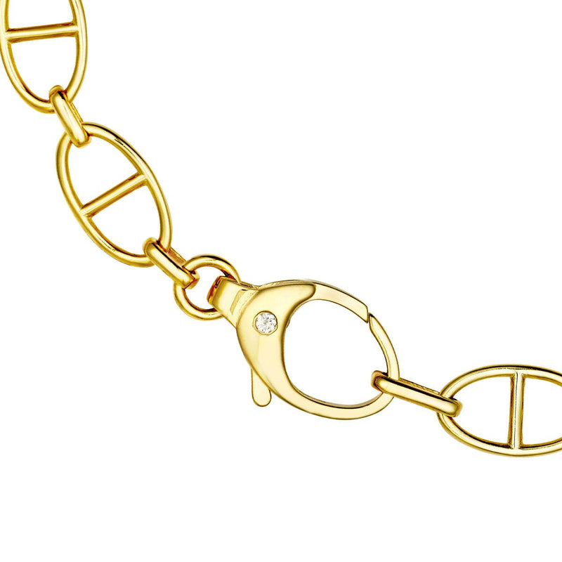 Birmingham Jewelry - 14K Yellow Gold Diamond Pear Lock Oval Link Bracelet - Birmingham Jewelry