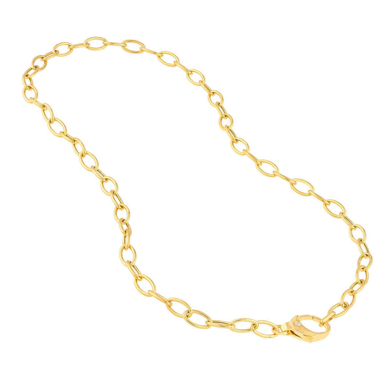 Birmingham Jewelry - 14K Yellow Gold Diamond Pear Lock Oval Link Chain - Birmingham Jewelry