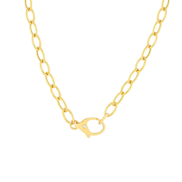 Birmingham Jewelry - 14K Yellow Gold Diamond Pear Lock Oval Link Chain - Birmingham Jewelry