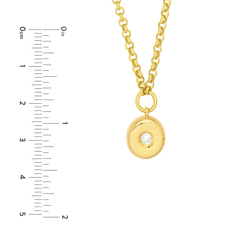 Birmingham Jewelry - 14K Yellow Gold Diamond Puff Charm Rolo Necklace - Birmingham Jewelry