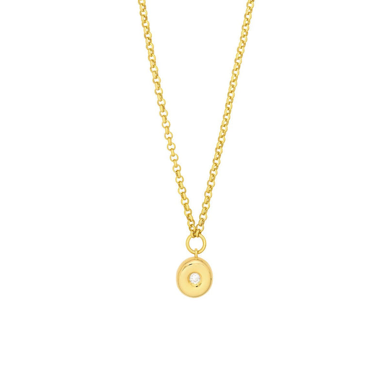 Birmingham Jewelry - 14K Yellow Gold Diamond Puff Charm Rolo Necklace - Birmingham Jewelry