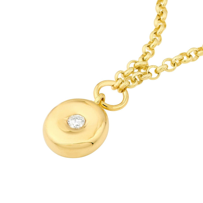 Birmingham Jewelry - 14K Yellow Gold Diamond Puff Charm Rolo Necklace - Birmingham Jewelry