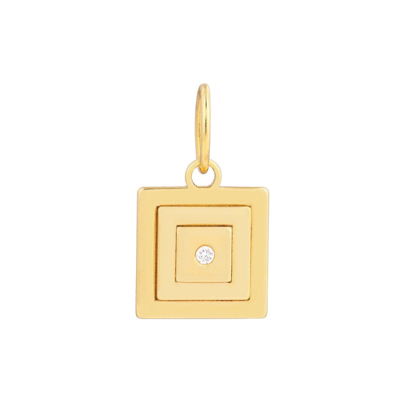 Birmingham Jewelry - 14K Yellow Gold Diamond Square Stacked Pendant - Birmingham Jewelry