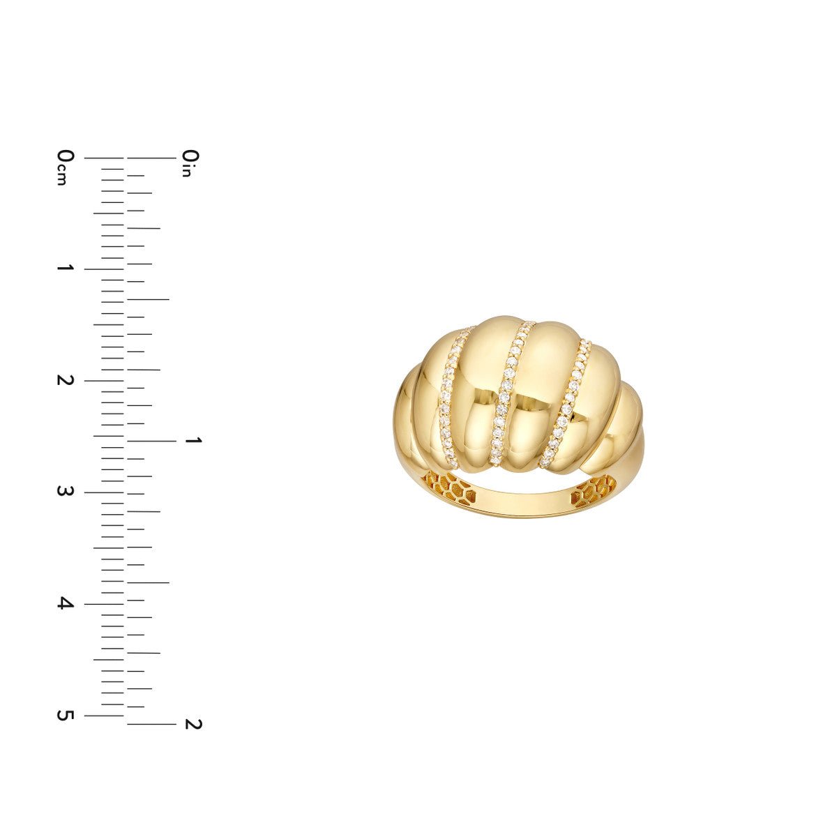 Birmingham Jewelry - 14K Yellow Gold Diamond Twisted Dome Ring - Birmingham Jewelry