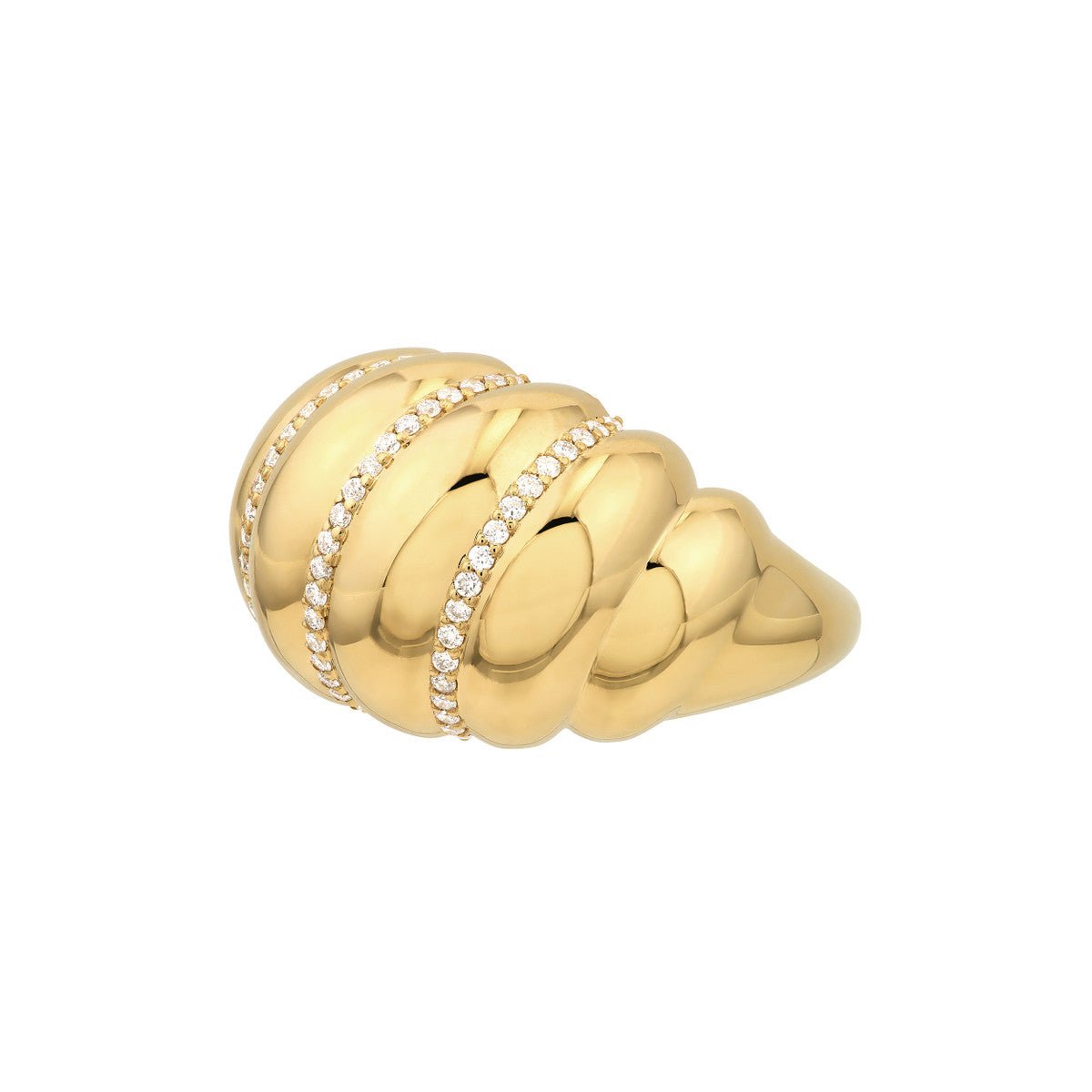 Birmingham Jewelry - 14K Yellow Gold Diamond Twisted Dome Ring - Birmingham Jewelry