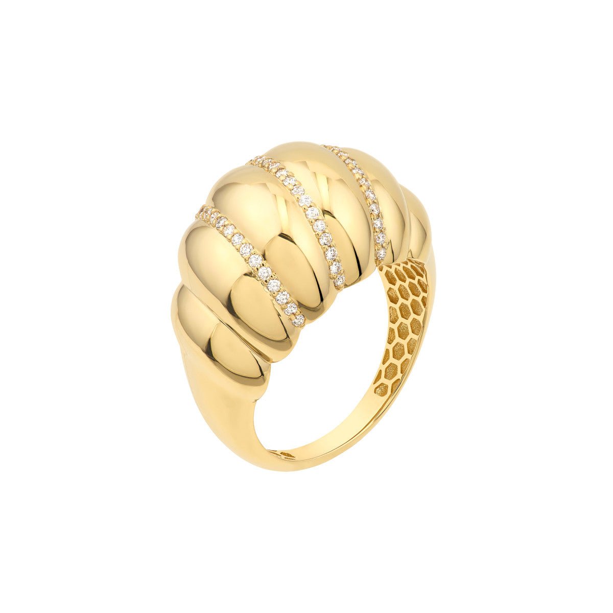 Birmingham Jewelry - 14K Yellow Gold Diamond Twisted Dome Ring - Birmingham Jewelry