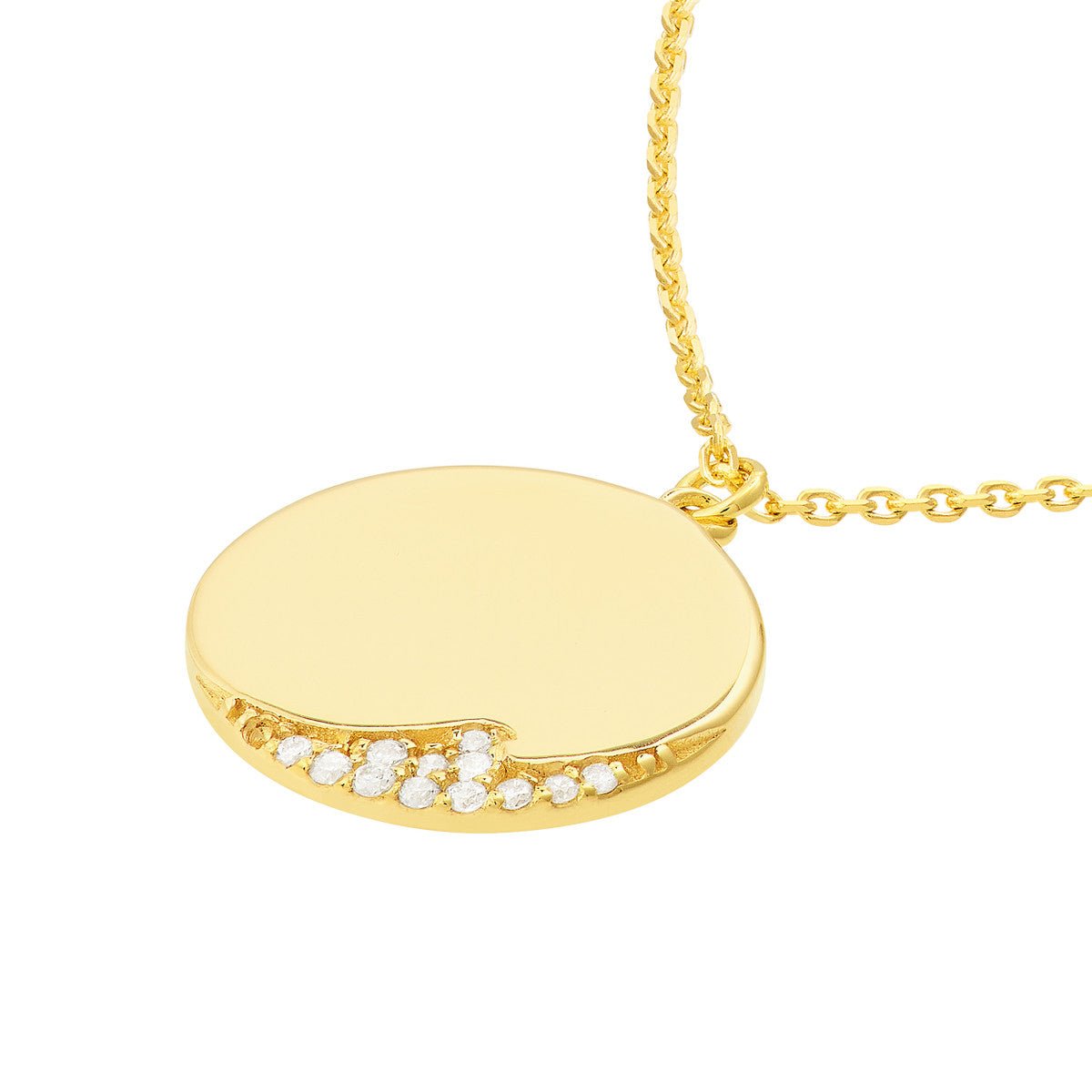 Birmingham Jewelry - 14K Yellow Gold Diamond Wave Medallion Necklace - Birmingham Jewelry