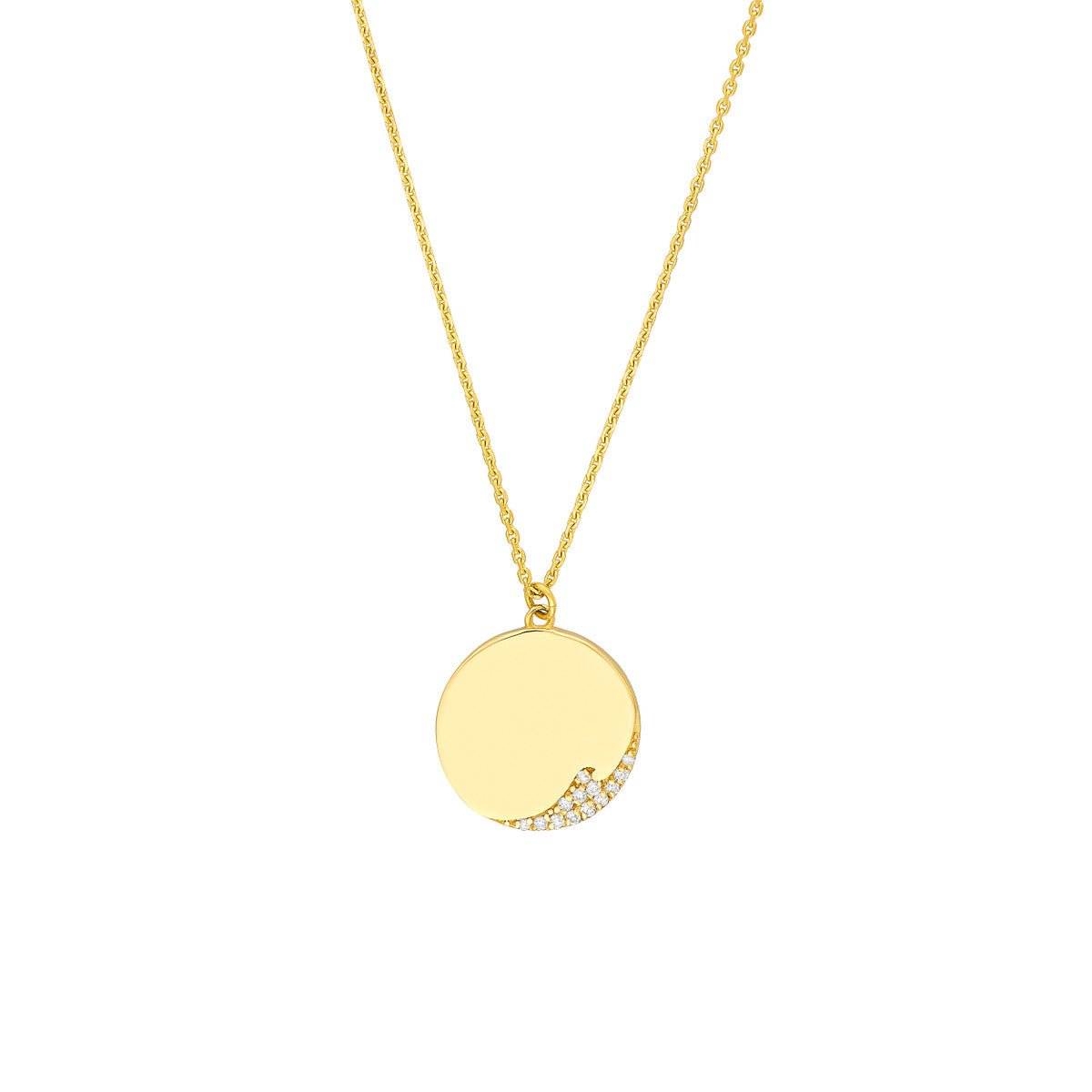 Birmingham Jewelry - 14K Yellow Gold Diamond Wave Medallion Necklace - Birmingham Jewelry
