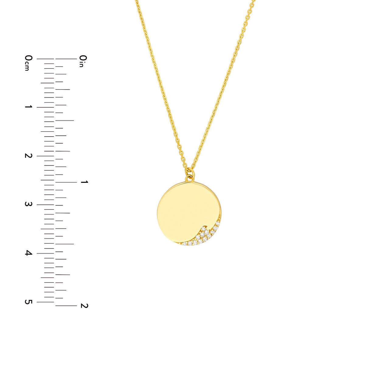 Birmingham Jewelry - 14K Yellow Gold Diamond Wave Medallion Necklace - Birmingham Jewelry