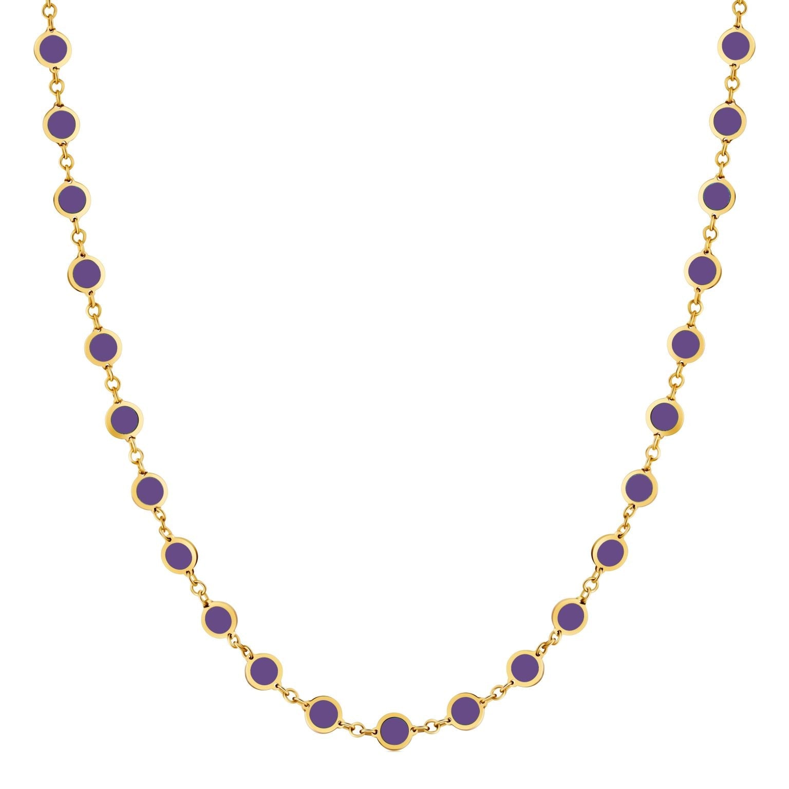 Birmingham Jewelry - 14K Yellow Gold Disc Link Long Necklace (Amethyst) - Birmingham Jewelry