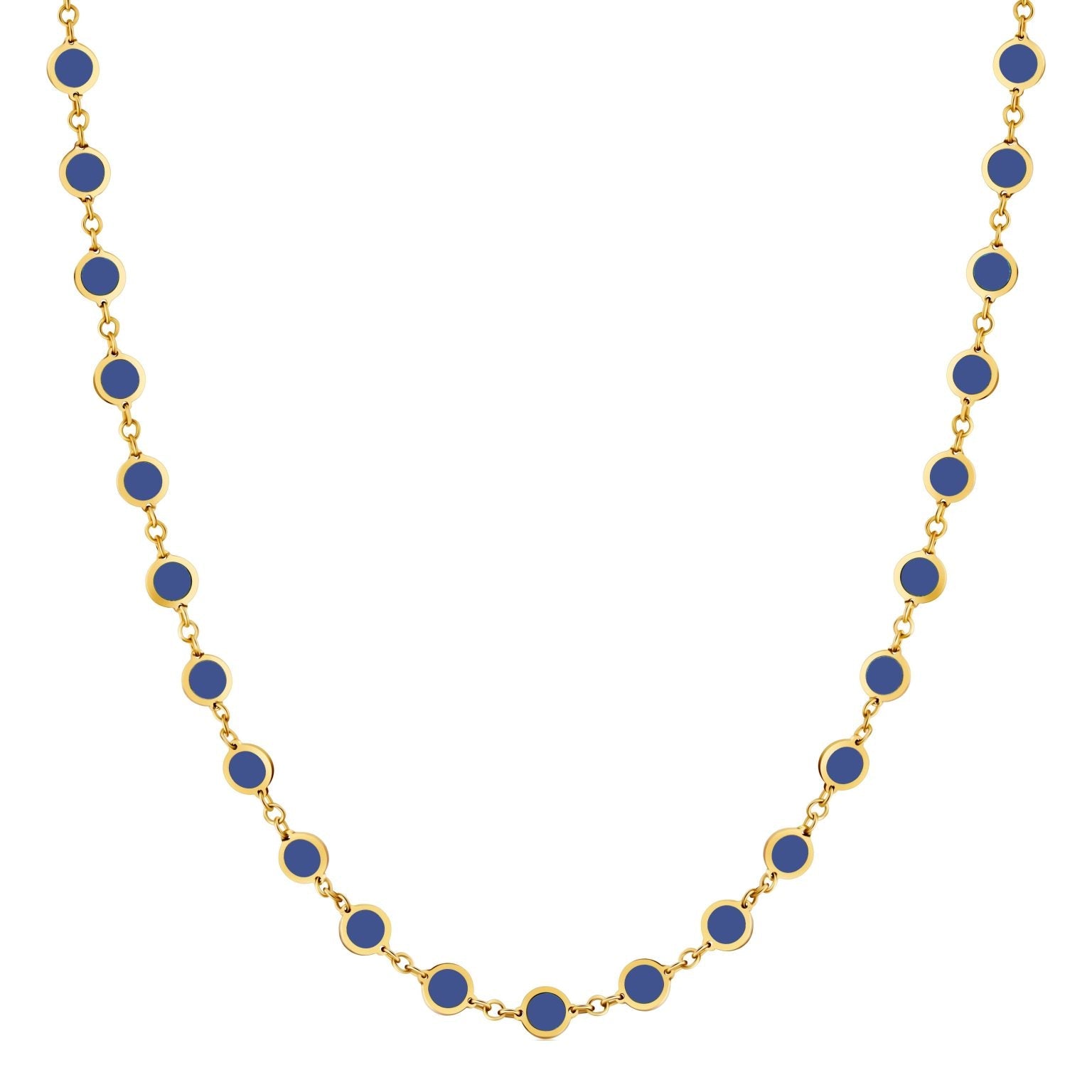 Birmingham Jewelry - 14K Yellow Gold Disc Link Long Necklace (Lapis) - Birmingham Jewelry