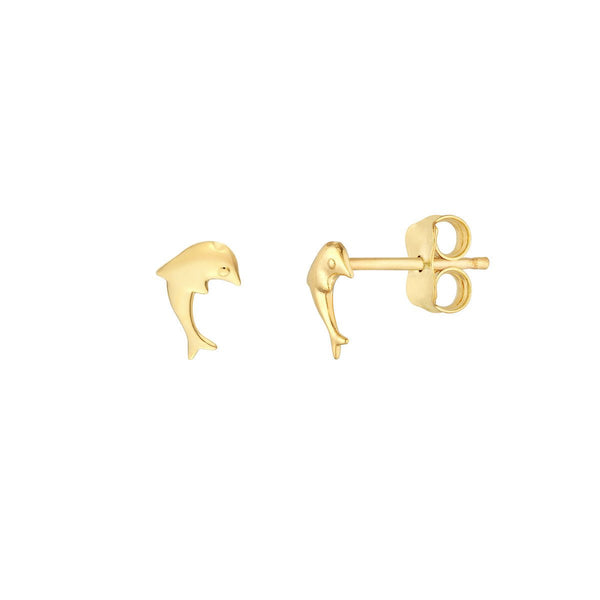 Birmingham Jewelry - 14K Yellow Gold Dolphin Stud Earrings - Birmingham Jewelry