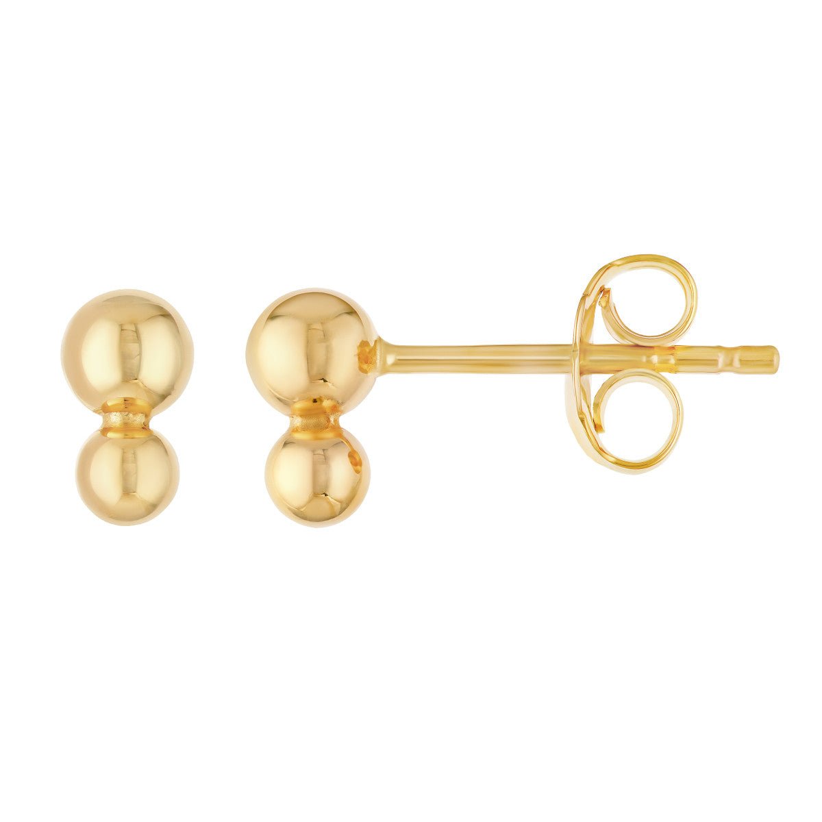 Birmingham Jewelry - 14K Yellow Gold Double Bead Stud Earrings - Birmingham Jewelry