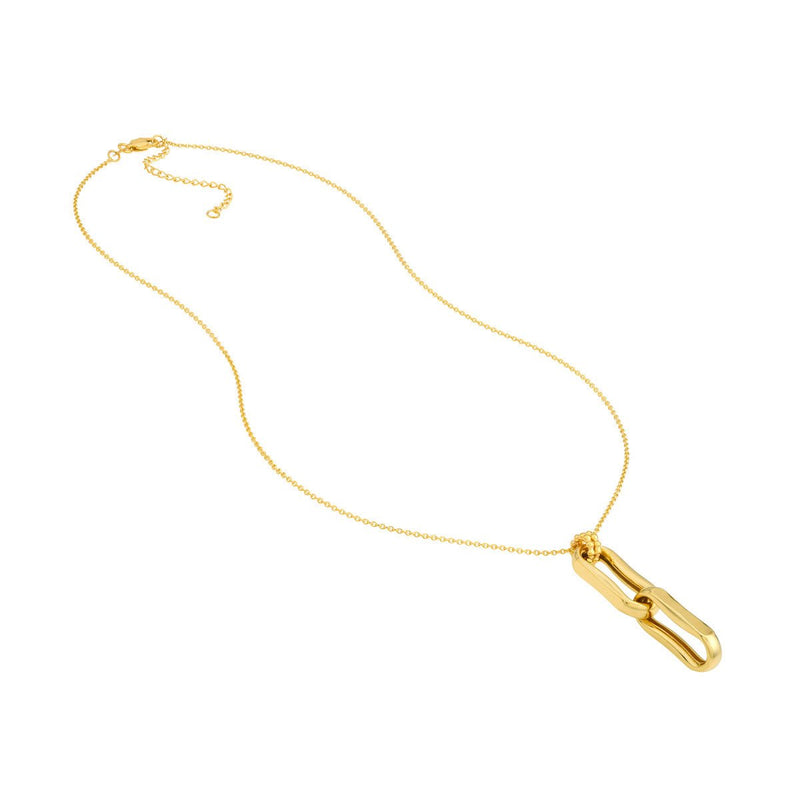 Birmingham Jewelry - 14K Yellow Gold Double Oval Link Pendant Necklace - Birmingham Jewelry