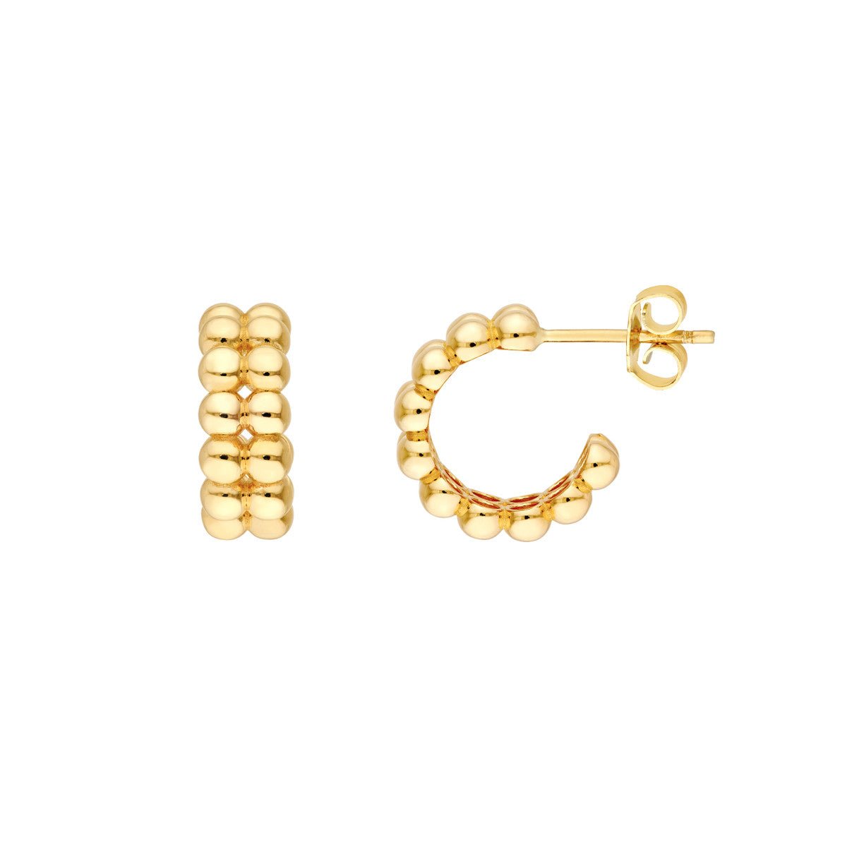Birmingham Jewelry - 14K Yellow Gold Double Row Beaded Hoop Earrings - Birmingham Jewelry