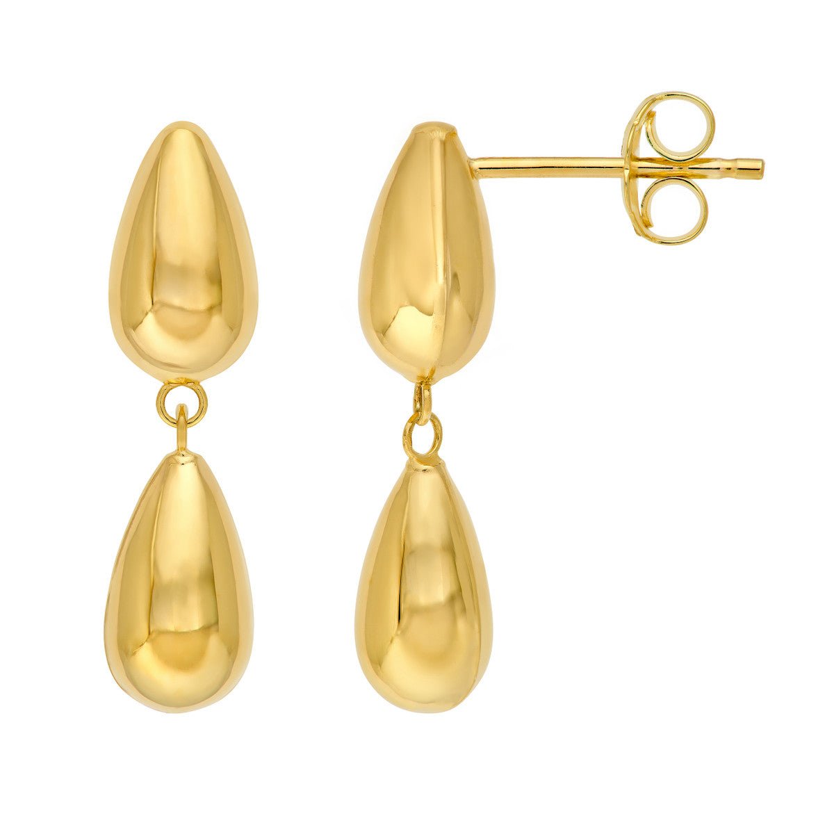 Birmingham Jewelry - 14K Yellow Gold Double Teardrop Dangle Earrings - Birmingham Jewelry