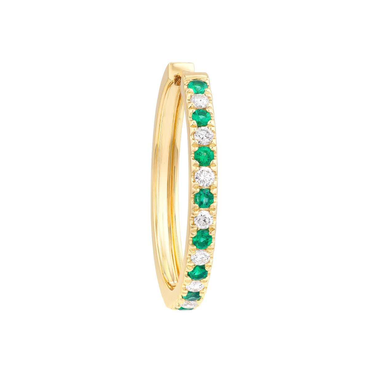 14K Yellow Gold Emerald & Diamond Hoop Earrings (3/8tcw) Birmingham Jewelry Earrings Birmingham Jewelry 