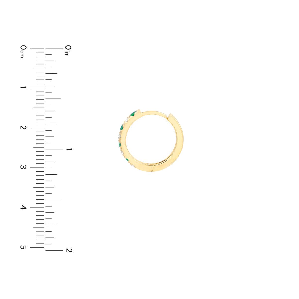14K Yellow Gold Emerald & Diamond Huggies (1/4tcw) Birmingham Jewelry Earrings Birmingham Jewelry 