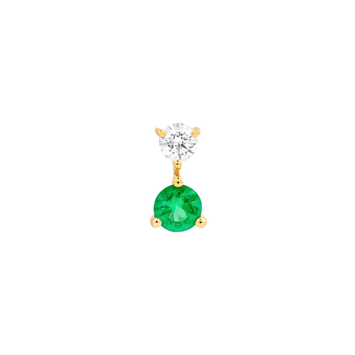 14K Yellow Gold Emerald & Diamond Stud Earrings (1/8tcw) Birmingham Jewelry Earrings Birmingham Jewelry 