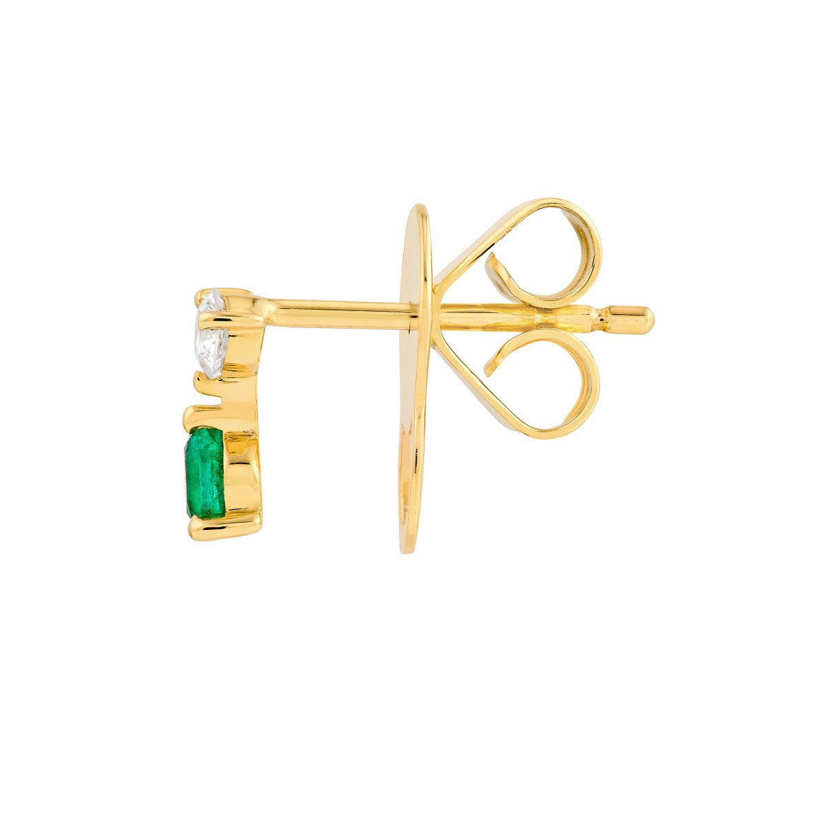 14K Yellow Gold Emerald & Diamond Stud Earrings (1/8tcw) Birmingham Jewelry Earrings Birmingham Jewelry 