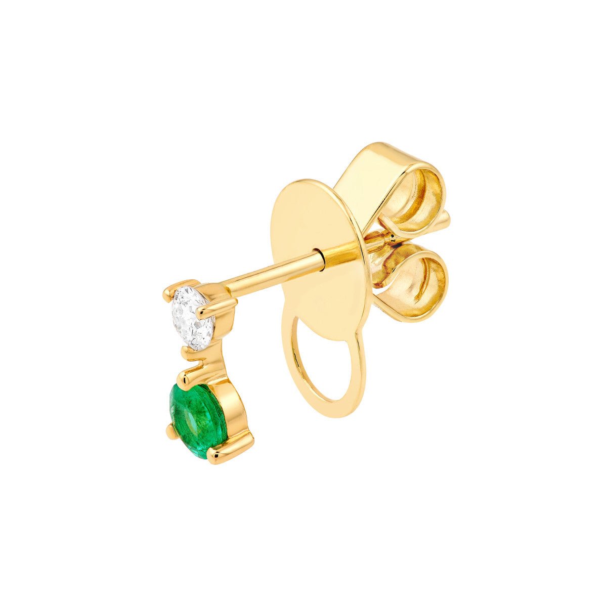 14K Yellow Gold Emerald & Diamond Stud Earrings (1/8tcw) Birmingham Jewelry Earrings Birmingham Jewelry 