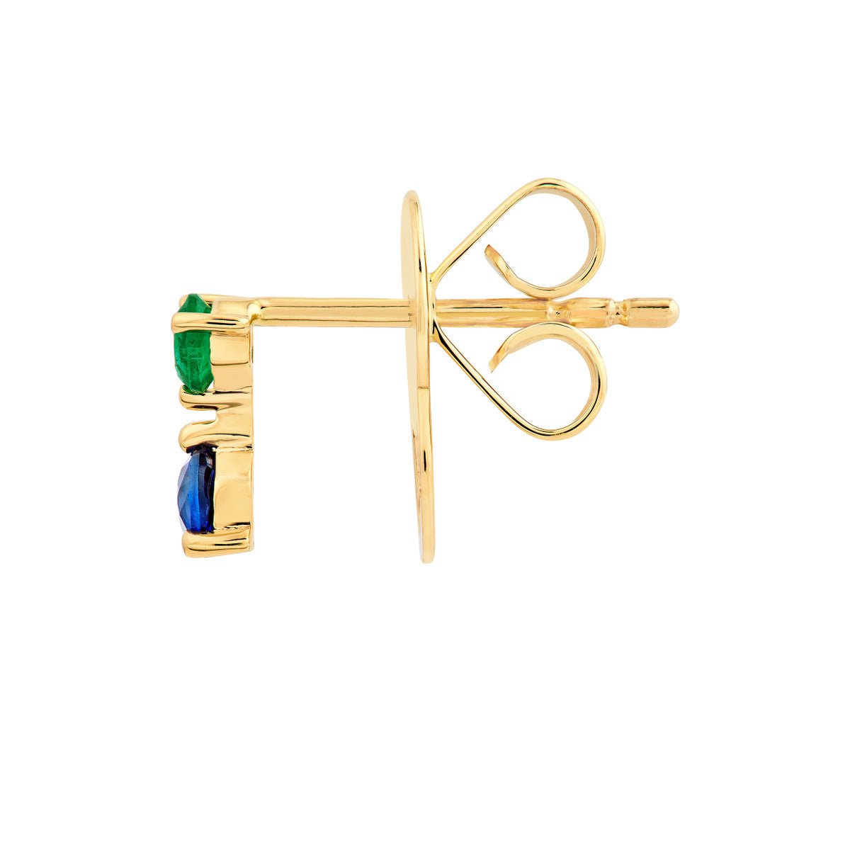 Birmingham Jewelry - 14K Yellow Gold Emerald & Sapphire Stud Earrings - Birmingham Jewelry
