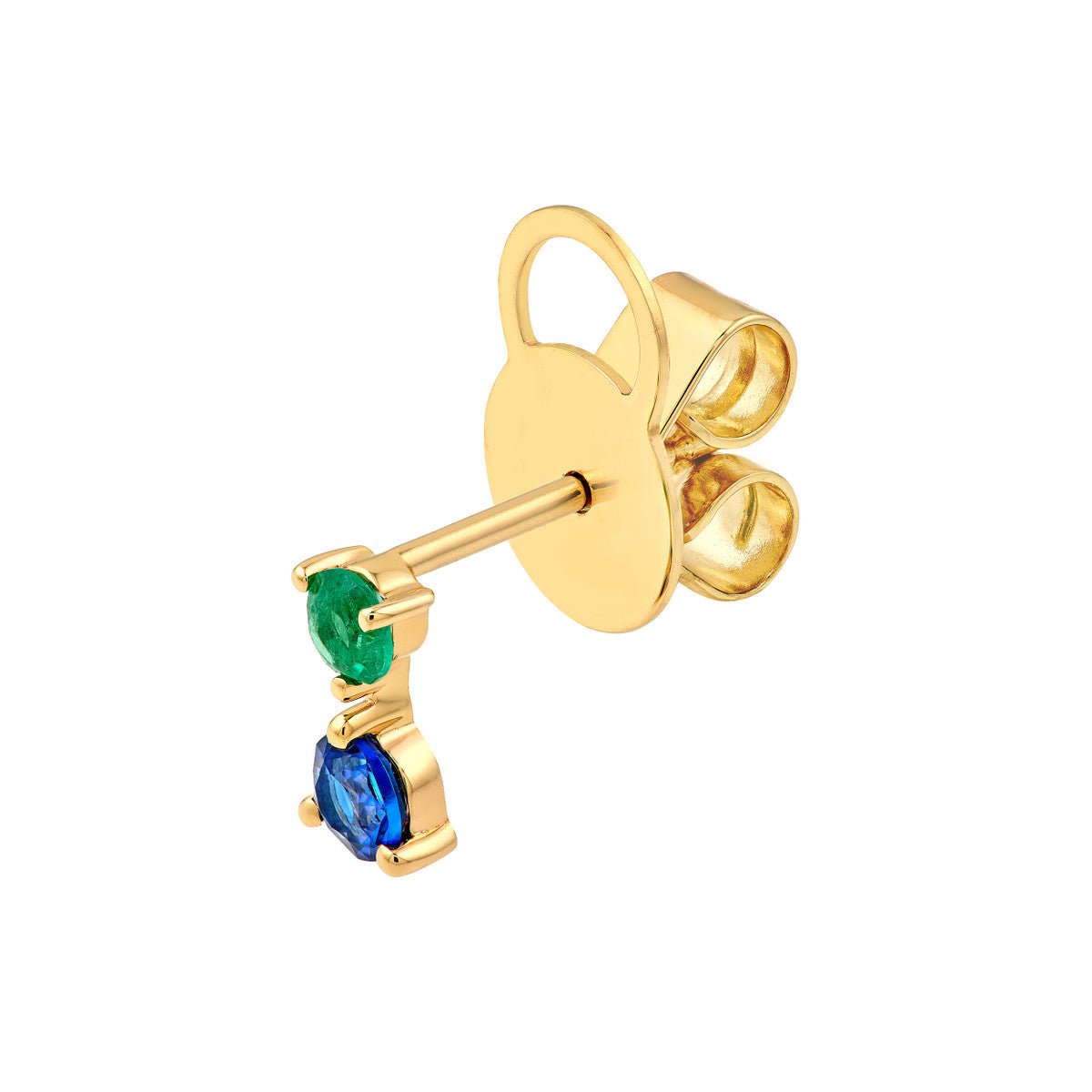 Birmingham Jewelry - 14K Yellow Gold Emerald & Sapphire Stud Earrings - Birmingham Jewelry