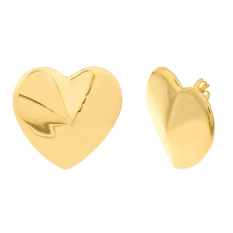 Birmingham Jewelry - 14K Yellow Gold Extra Large Puffy Heart Earrings - Birmingham Jewelry