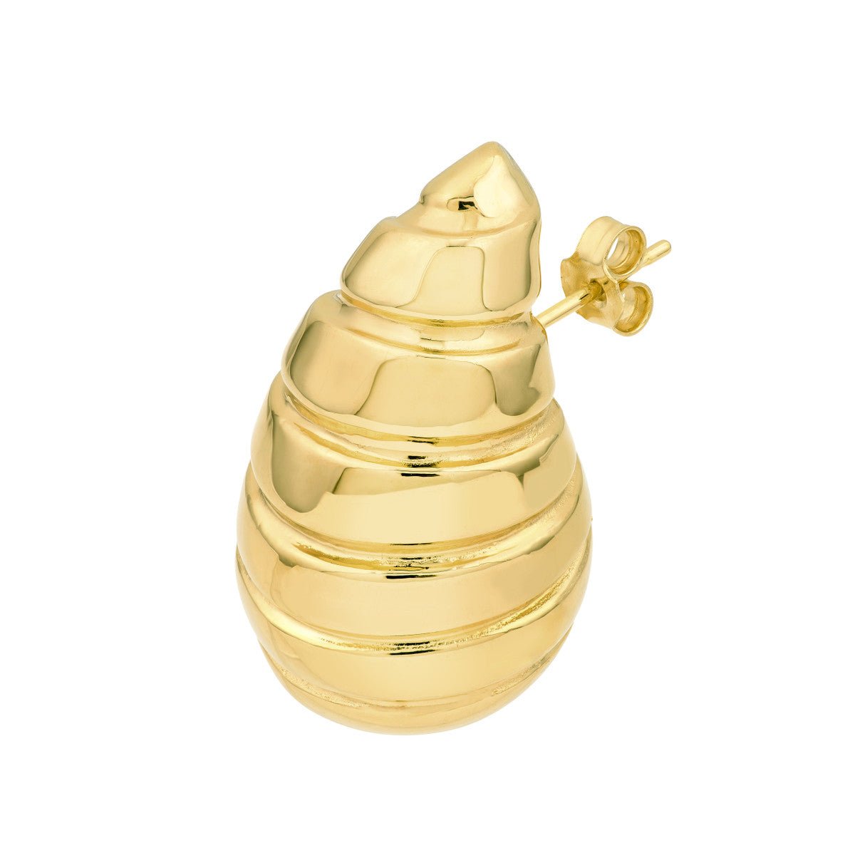 Birmingham Jewelry - 14K Yellow Gold Extra Large Ribbed Teardrop Dome Earrings - Birmingham Jewelry