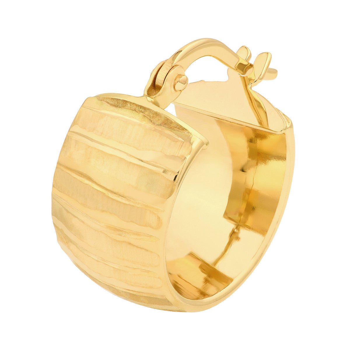 Birmingham Jewelry - 14K Yellow Gold Extra Wide Textured Hoop Earrings - Birmingham Jewelry