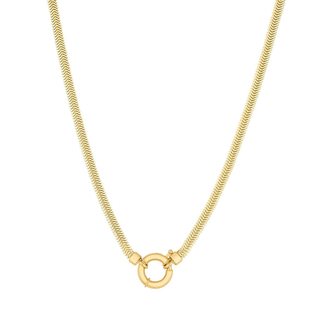 14K Yellow Gold D/C Snake Pendant Necklace