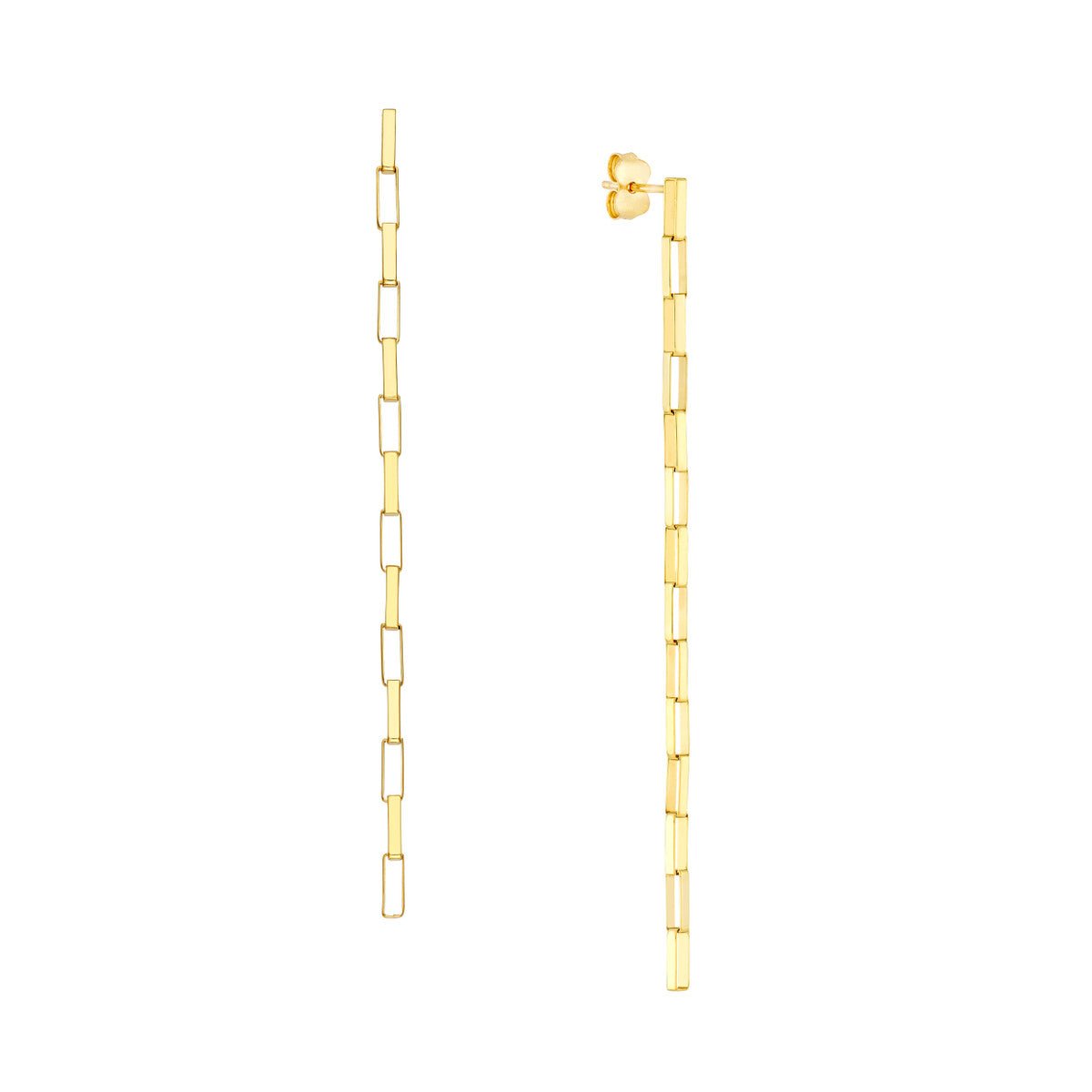 14K Yellow Gold Fancy Long Box Dangle Earrings Birmingham Jewelry Earrings Birmingham Jewelry 
