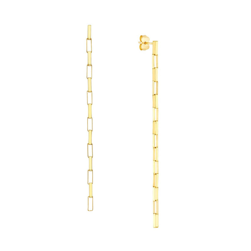 Birmingham Jewelry - 14K Yellow Gold Fancy Long Box Dangle Earrings - Birmingham Jewelry