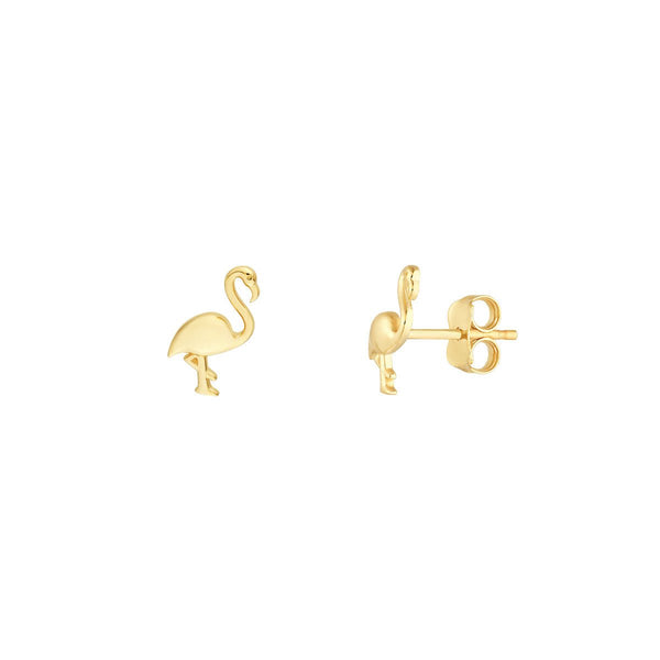 Birmingham Jewelry - 14K Yellow Gold Flamingo Stud Earrings - Birmingham Jewelry