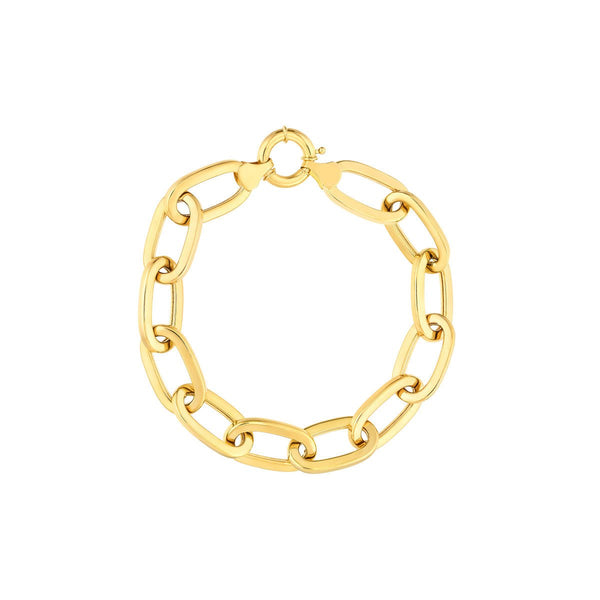 Birmingham Jewelry - 14K Yellow Gold Flat Polished Oval Link Bracelet - Birmingham Jewelry